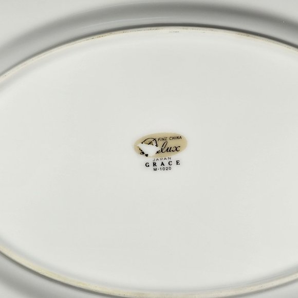 12" Oval Serving Platter by Grace M-1020 Japan - Picture 3 of 3